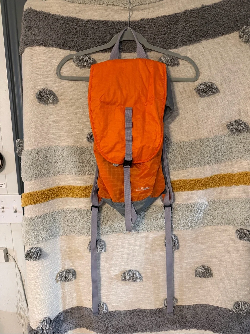 L.L. Bean Bright Orange Backpack with Gray Accents